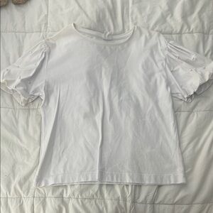 Zara Kids White Puff Sleeve with Pearls Blouse
